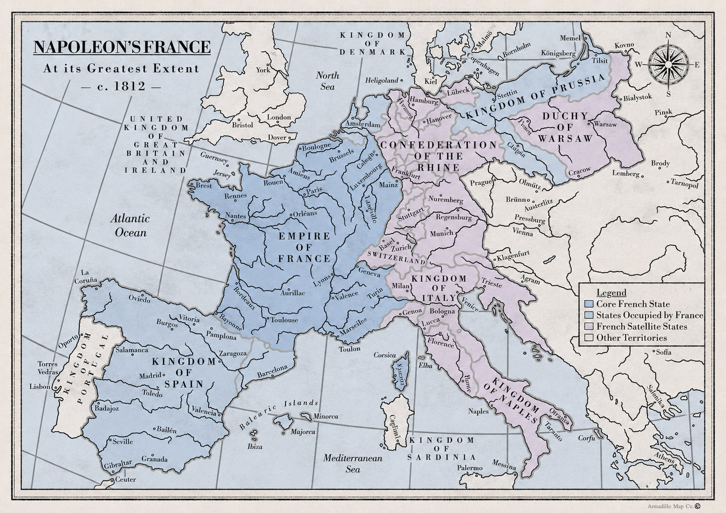 18x24 Napoleon's France 1812 Map